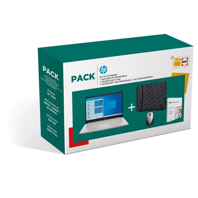 PC portable Pack Laptop 14-cf2009nf + Souris + Housse + Microsoft 365 Personnel 1 an