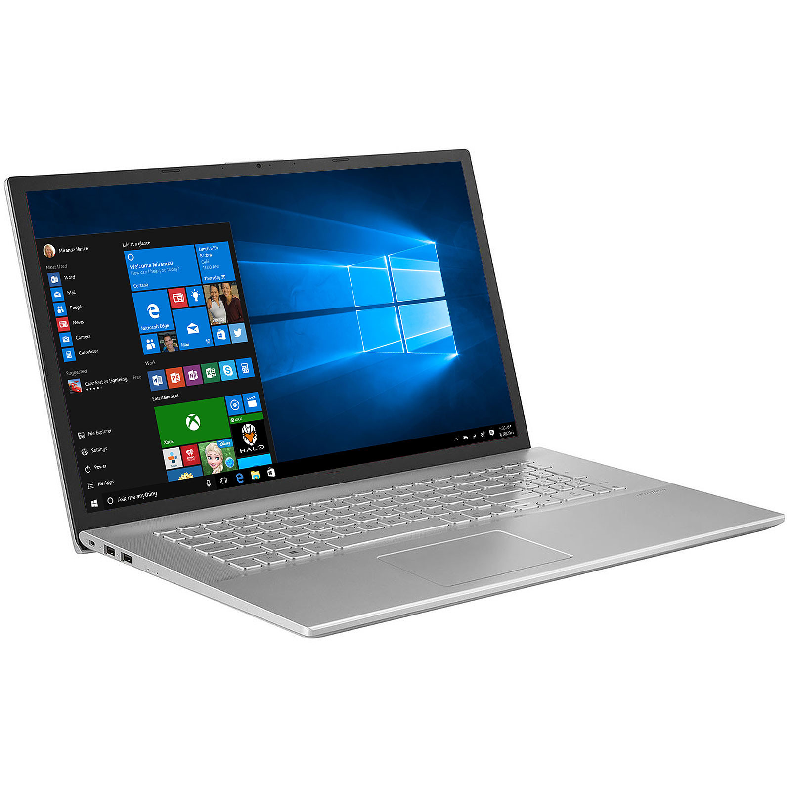 ASUS P17 P1701JA-AU118R - Core i5 1035G1 / 1 GHz - Win 10 Pro - 8 Go RAM - 256 Go SSD NVMe - 17.3" IPS 1920 x 1080 (Full HD) - UHD Graphics - Wi-Fi, Bluetooth - argent transparent