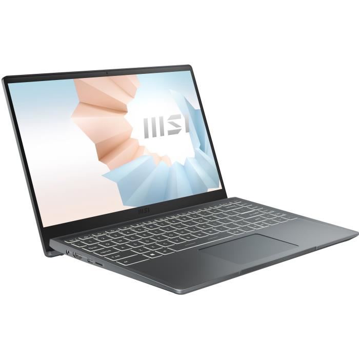 MSI Modern 14 B11SB-053FR - Core i7 1165G7 / 2.8 GHz - Windows 10 - 16 Go RAM - 512 Go SSD NVMe - 14" IPS 1920 x 1080 (Full HD) - GF MX450 - Wi-Fi, Bluetooth - gris charbon
